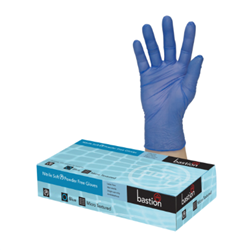 NON-D BASTION PREMIUM BLUE NITRILE P/F GLOVES L BOX/100 EA
