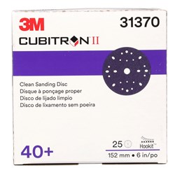 3M 31370 737U CUBITRON II HOOKIT CLEAN SANDING DISCS P40 150MM BOX/25