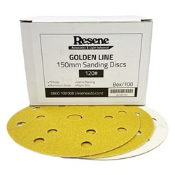 NON-D GOLD 150MM DISCS 15 HOLE P120 BOX/100